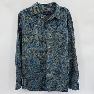 PETE HUNTINGTON Long Sleeve Shirt Mens Size XL Blue Gold Hand Dyed Button Front